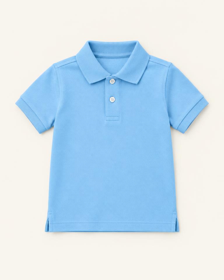 Sky Blue Boys' Cotton Pique Polo T-Shirt
