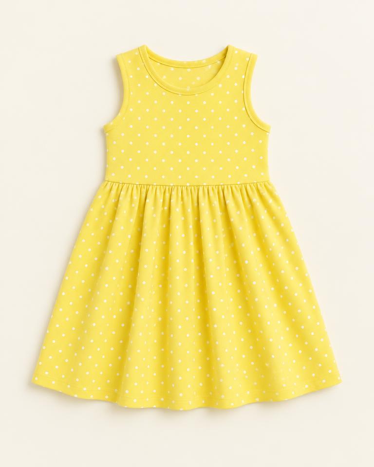 Lemon Yellow Girls' Polka Dot Sundress