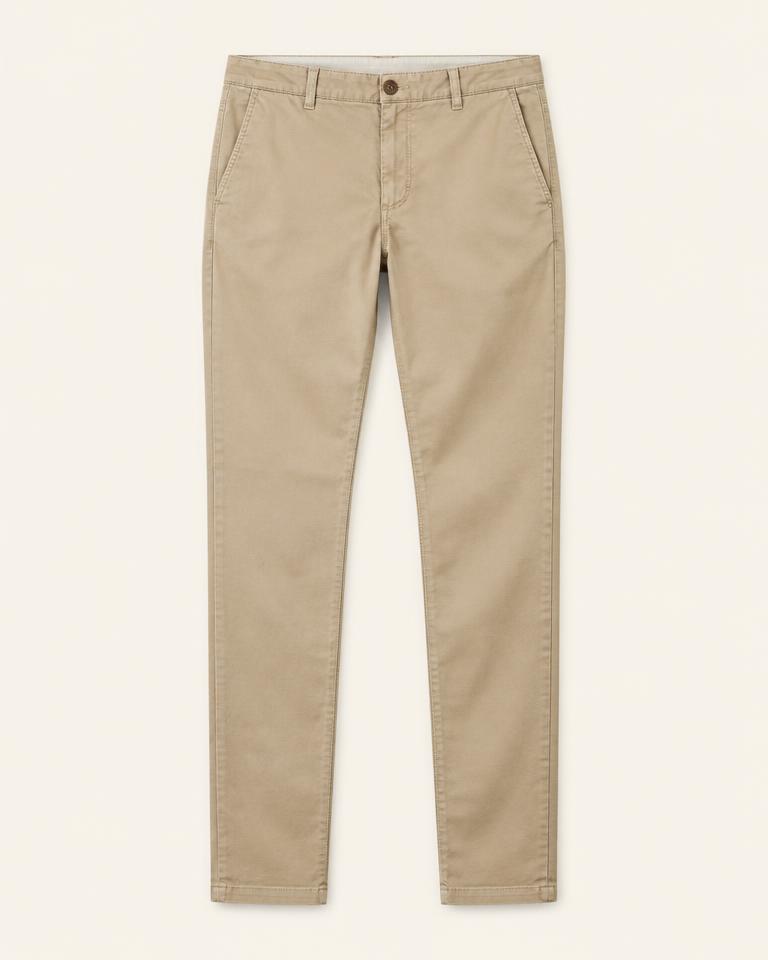 Beige Slim-Fit Cotton Chino Trousers